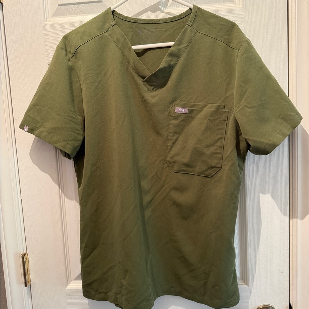 Figs Technical Collection Scrub Top Size L Olive Green